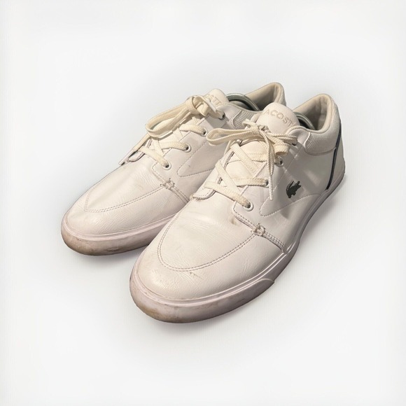 Lacoste Shoes Mens 11 White Leather Bayliss 318 Alligator Logo Everyday Sneakers - Picture 1 of 9